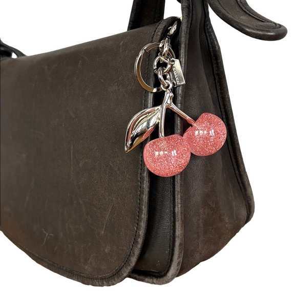 Coach Accessories - Coach Pink Glitter Cherry Charm Keychain